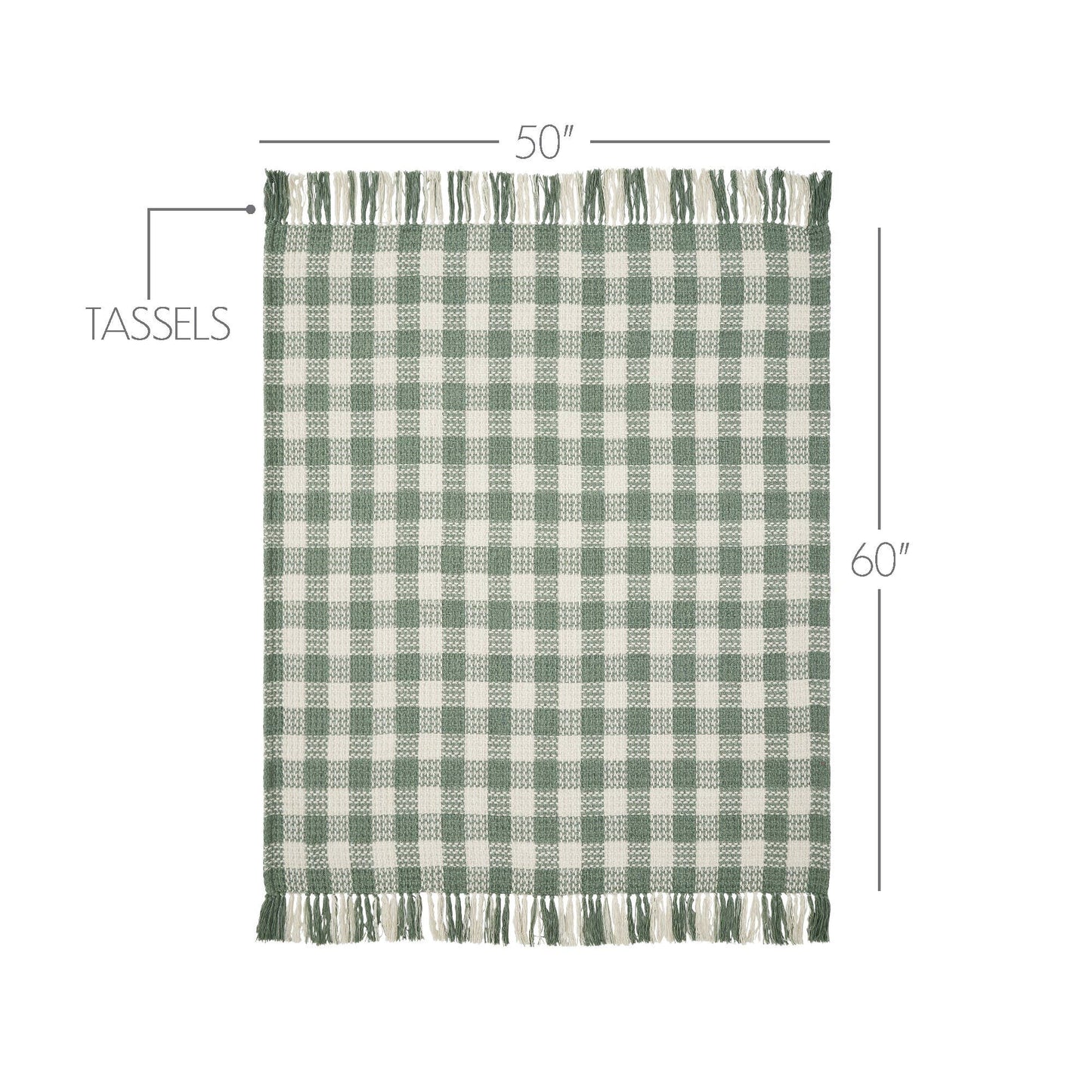 Pistachio Green Check Woven Throw Blanket with Fringe [50x60]