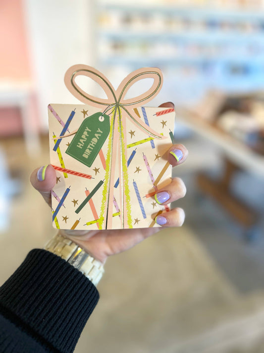 Birthday Gift Star Candles Die-cut Card