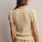 Puff Ivory Sleeve Textured Knit Top