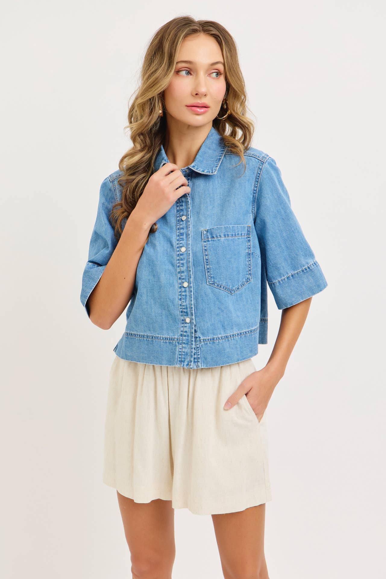 Everyday Effortless Denim Button Down Shirt