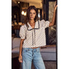 Sweet Poise Polka Dot Ribbon Detail Blouse Top