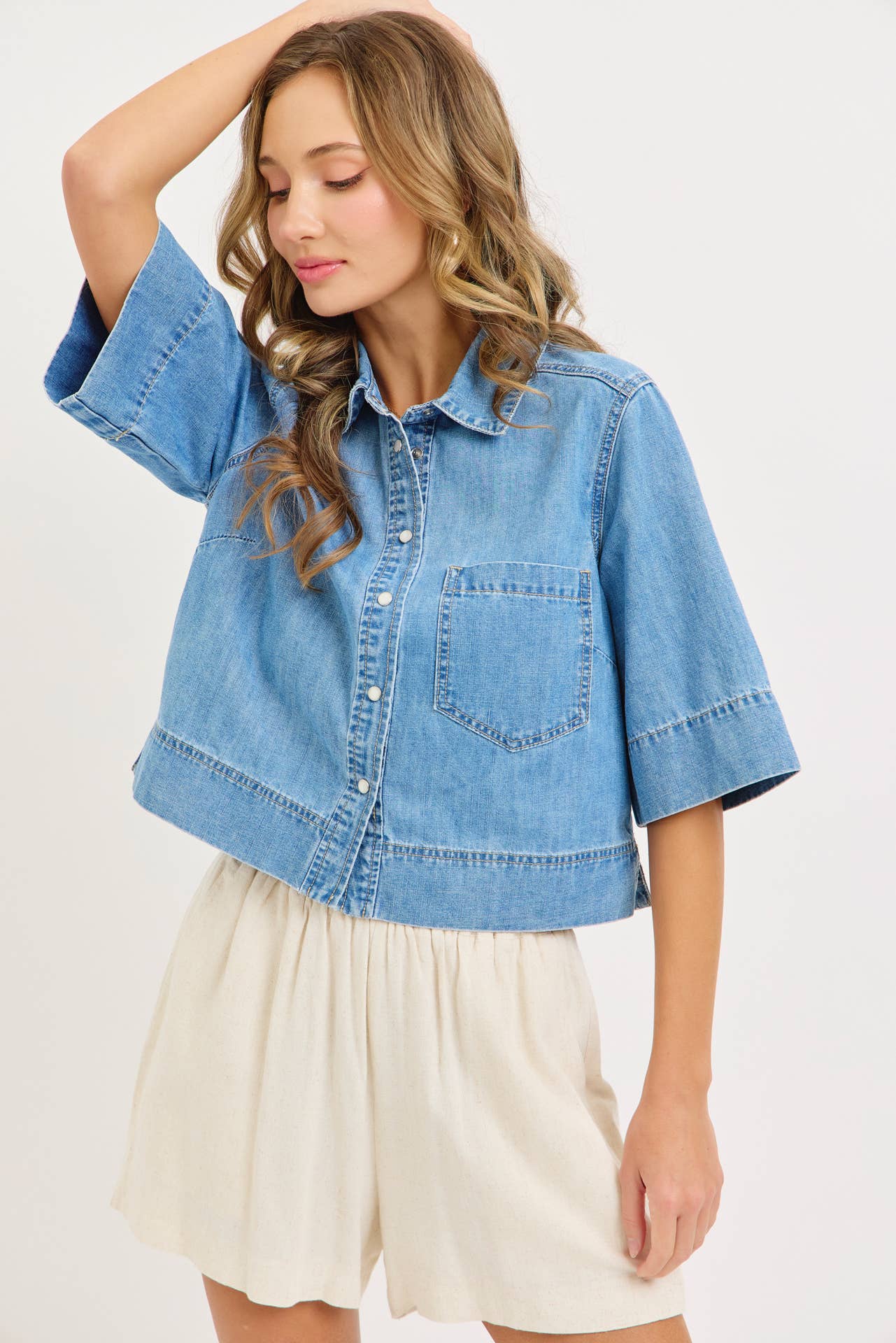 Everyday Effortless Denim Button Down Shirt