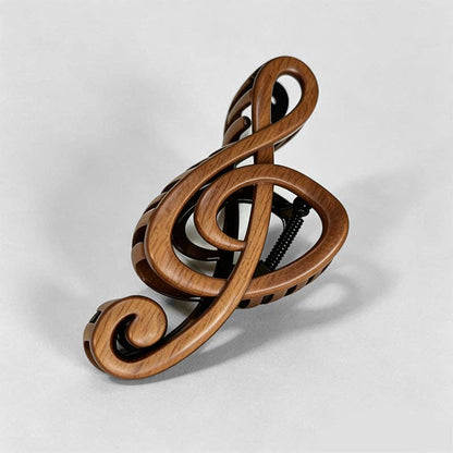 Treble Clef Wood Claw Clip