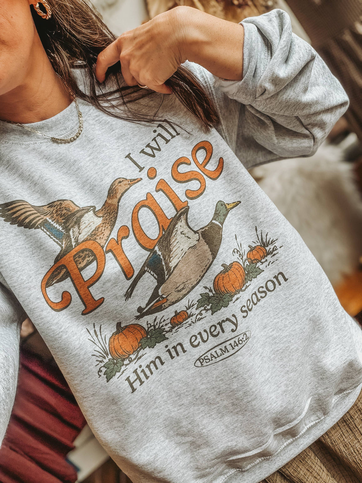 I will Praise Him Mallard Pumpkin Fall Sweatshirt