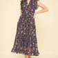 Deep Wine Floral Print Tiered Chiffon Dress