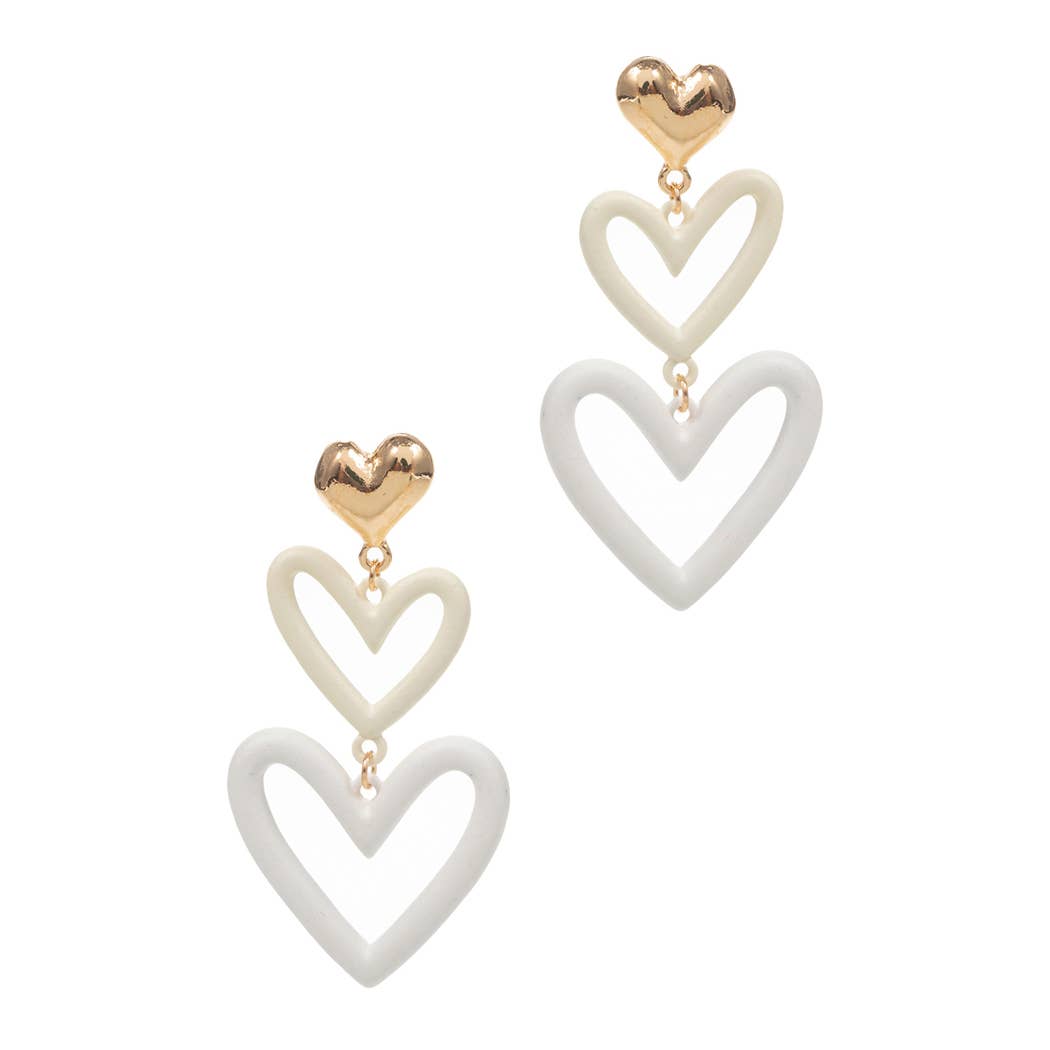Triple Hearts Linear Drop Earrings