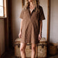 Polka Dot Brown Denim Shirt Dress