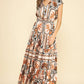 Black/Rust Floral Tiered Maxi Dress