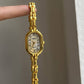 Vintage Gold Oval Bracelet Quartz Watch