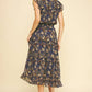 Deep Wine Floral Print Tiered Chiffon Dress