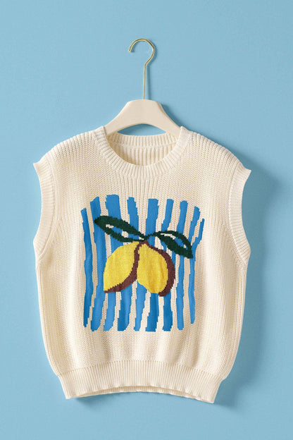 Lemon Graphic Knit Vest Citrus Top