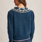 Daisy Embroidered Teal Collar Knit Sweater - Purpose + Passion Boutique