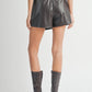 Dark Brown Wrap Faux Leather Skort - Purpose + Passion Boutique