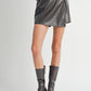 Dark Brown Wrap Faux Leather Skort - Purpose + Passion Boutique