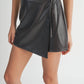 Dark Brown Wrap Faux Leather Skort - Purpose + Passion Boutique