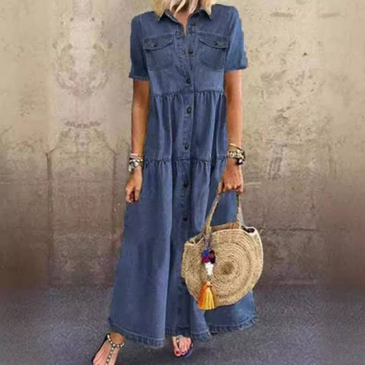 Dark Chambray Long Denim Dress - Purpose + Passion Boutique