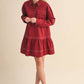Dark Cherry Collared Drop Waist Dress - Purpose + Passion Boutique