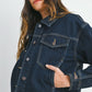 Dark Denim Button Down Drop Shoulder Jacket - Purpose + Passion Boutique