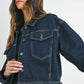 Dark Denim Button Down Drop Shoulder Jacket - Purpose + Passion Boutique