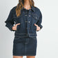 Dark Denim Button Down Drop Shoulder Jacket - Purpose + Passion Boutique