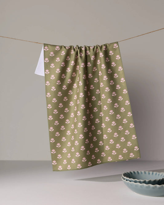 Lucky Flowers Mahjong Tea Towel