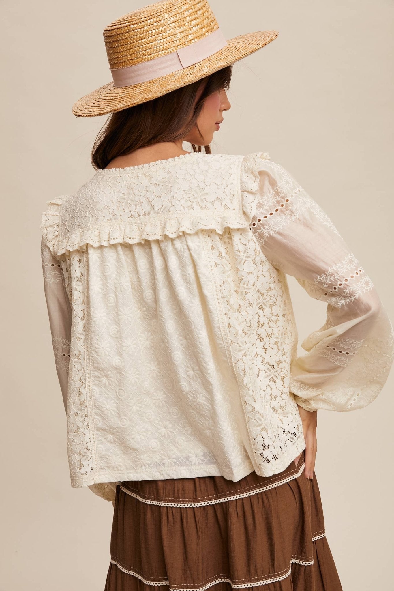 Delicate Cream Embroidered Lace Blouse - Purpose + Passion Boutique