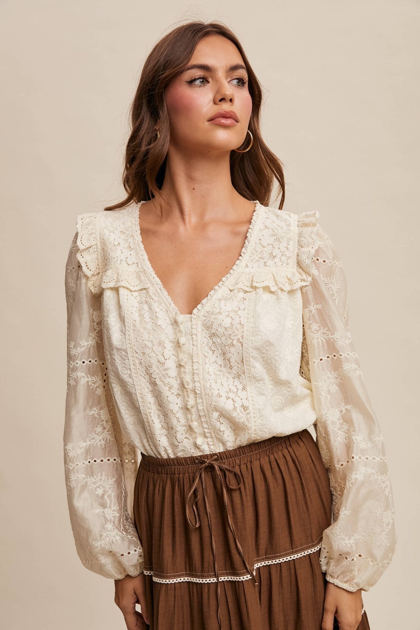 Delicate Cream Embroidered Lace Blouse - Purpose + Passion Boutique