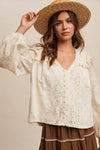 Delicate Cream Embroidered Lace Blouse - Purpose + Passion Boutique
