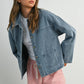 Denim Button - Down Jacket with Shirt Collar and Pockets - Purpose + Passion Boutique