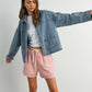 Denim Button - Down Jacket with Shirt Collar and Pockets - Purpose + Passion Boutique