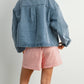 Denim Button - Down Jacket with Shirt Collar and Pockets - Purpose + Passion Boutique