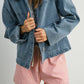 Denim Button - Down Jacket with Shirt Collar and Pockets - Purpose + Passion Boutique