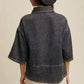 Denim Collared Oversized Crop Top - Purpose + Passion Boutique