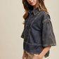Denim Collared Oversized Crop Top - Purpose + Passion Boutique