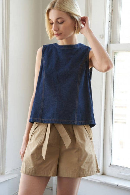 Denim Double Tie Back Top - Purpose + Passion Boutique