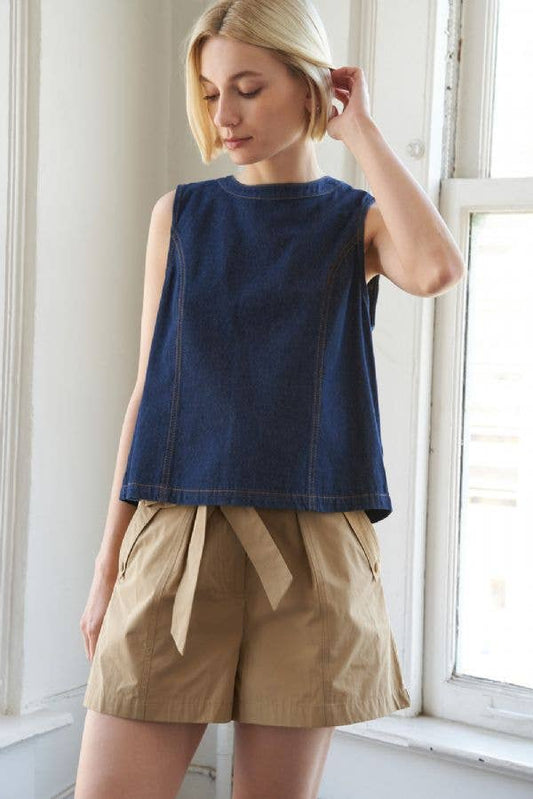 Denim Double Tie Back Top - Purpose + Passion Boutique