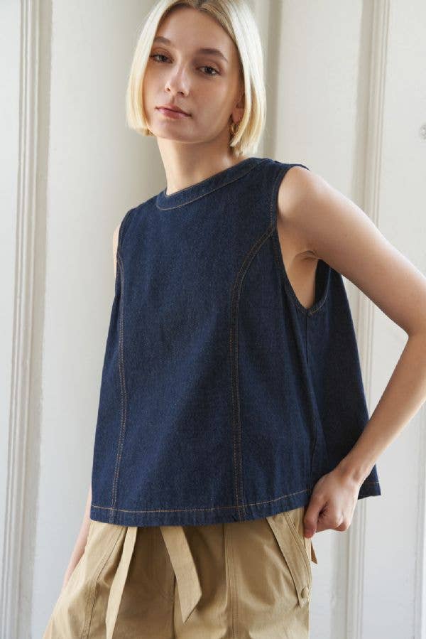 Denim Double Tie Back Top - Purpose + Passion Boutique