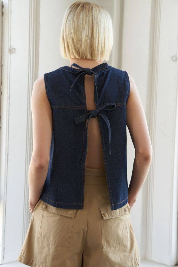 Denim Double Tie Back Top - Purpose + Passion Boutique