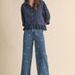Denim Embroidered Floral Raw Hem Pants - Purpose + Passion Boutique