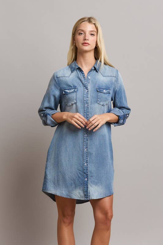Denim Shirt Dress - Purpose + Passion Boutique
