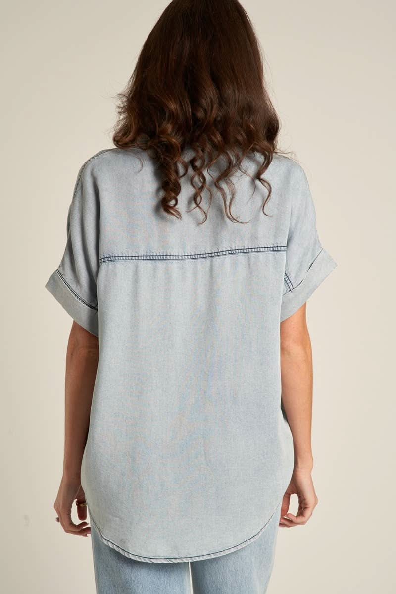 Denim Short Sleeve Denim Button Down Shirt - Purpose + Passion Boutique