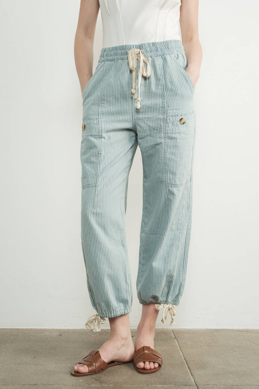 Denim Stripe Relaxed Fit Pull - On Pants - Purpose + Passion Boutique