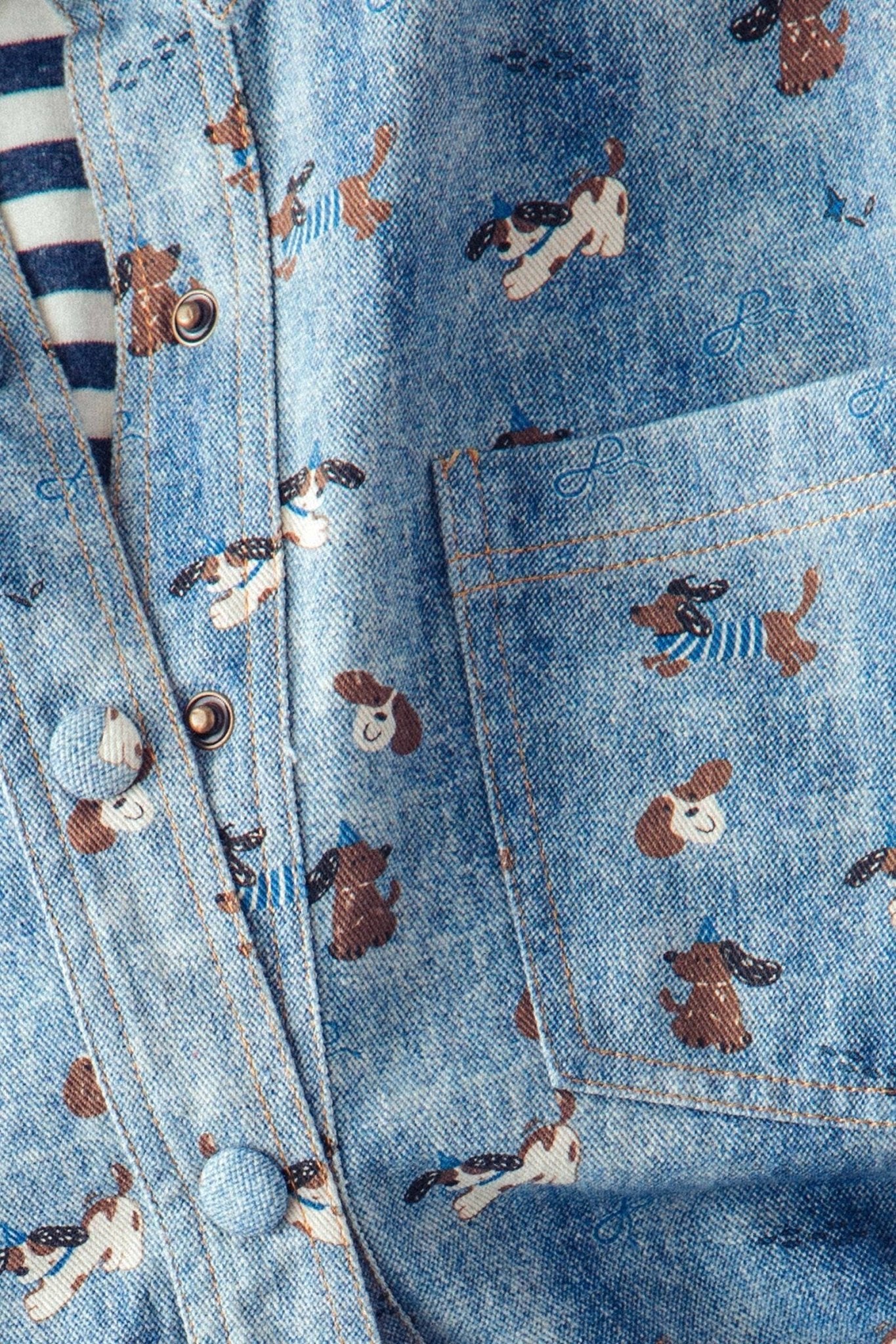 Dog Print Oversized Denim Shirt - Purpose + Passion Boutique