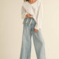 Drawstring Washed Denim Pant - Purpose + Passion Boutique