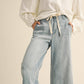 Drawstring Washed Denim Pant - Purpose + Passion Boutique