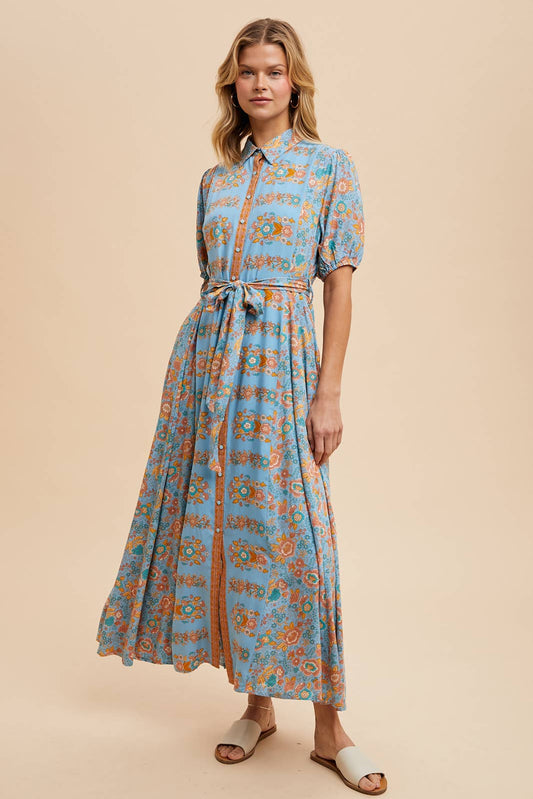 Dusty Blue Button - Down Maxi Dress - Purpose + Passion Boutique