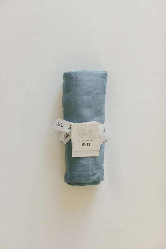 Dusty Blue Muslin Single Swaddle - Purpose + Passion Boutique