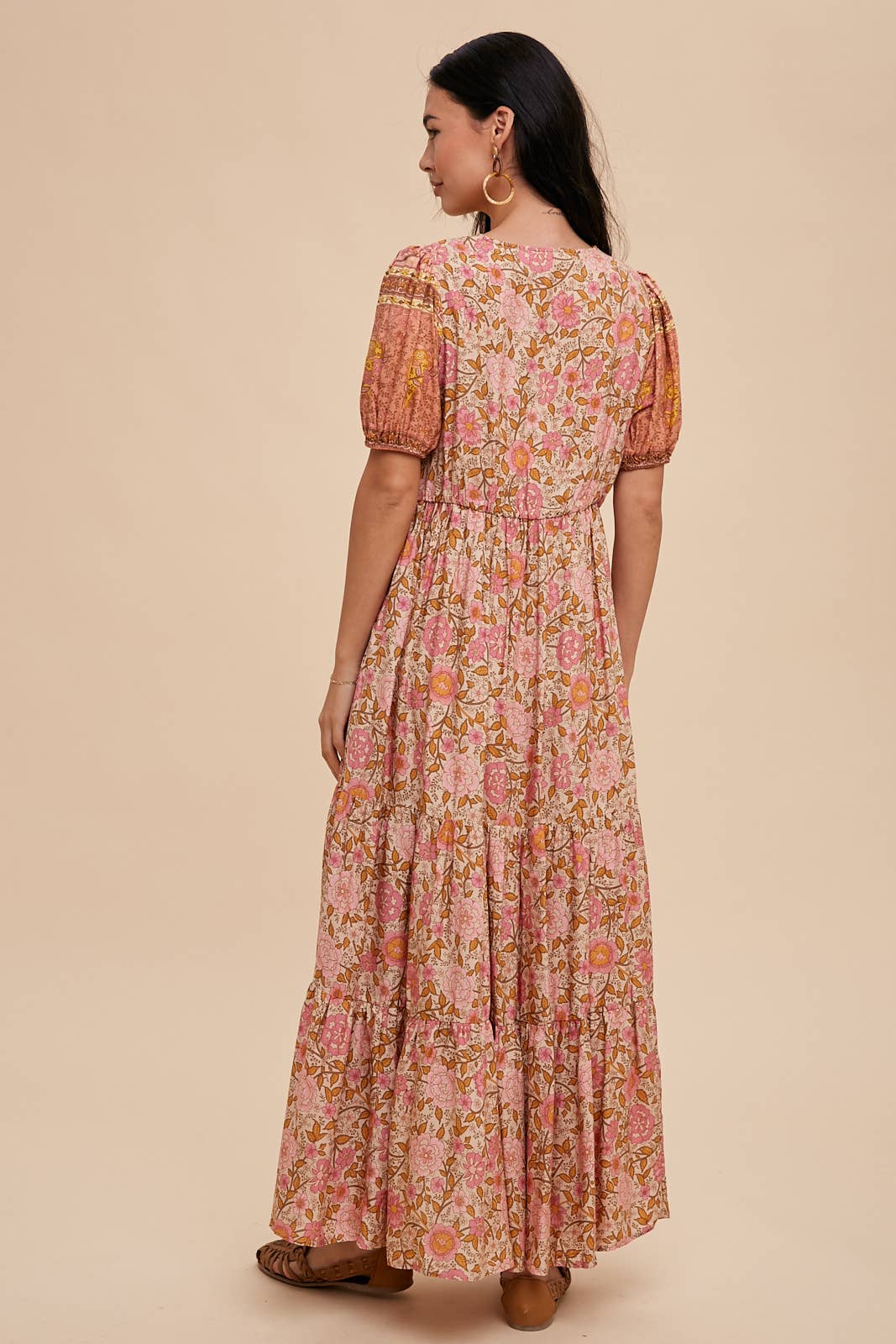 Dusty Rose Border Print Button Down Maxi Dress - Purpose + Passion Boutique