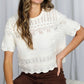 Cotton Crochet Casual Knitted Sweater