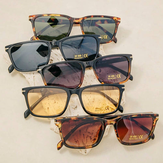 Metallic Accent Square Tortoise Sunglasses
